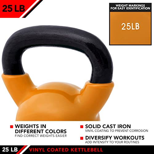 JFIT Kettlebell Weights Vinyl Coated Iron, 25 LB,25LB - Orange by JFIT - Image 4
