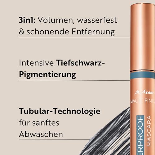 2. Bild von M. Asam MAGIC FINISH 38° Waterproof Mascara Deep Black (12ml) – Wasserfeste Mascara mit Tubular-Technologie, leicht mit warmem Wasser entfernbar, pflegt mit Arganöl, vegan