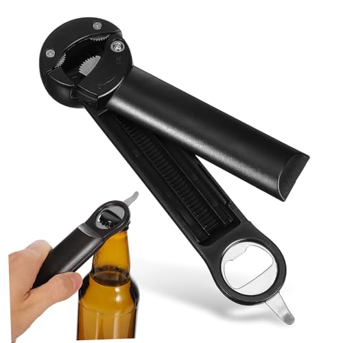 IWOWHERO Abridor Manual de Tarros y Botellas Ajustable Acero Inoxidable Retráctil con Diseño Antideslizante Multifuncional para Latas y Tapas para Personas Mayores