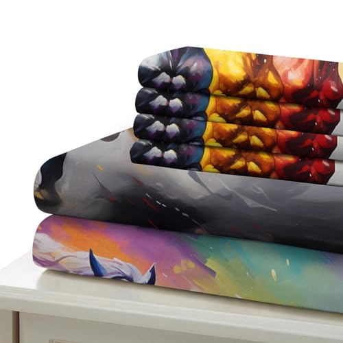 Housse de couette chevaux 3D colorés imprimé haute définition