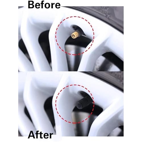 100 tapones para válvula de neumáticos, tapas de vástago de válvula de plástico con sello de goma O, cobertores universales para autos, SUVs, bicicletas, camiones y motocicletas, sello hermético a prueba de polvo, negro miniatura 3