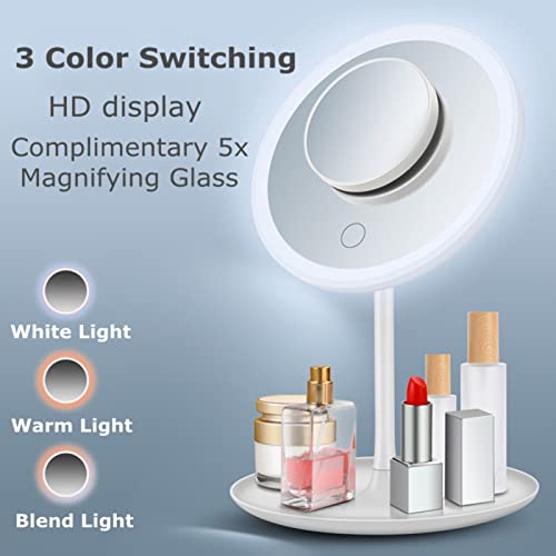 Espejo para maquillaje de mesa con luces y aumento miniatura 2