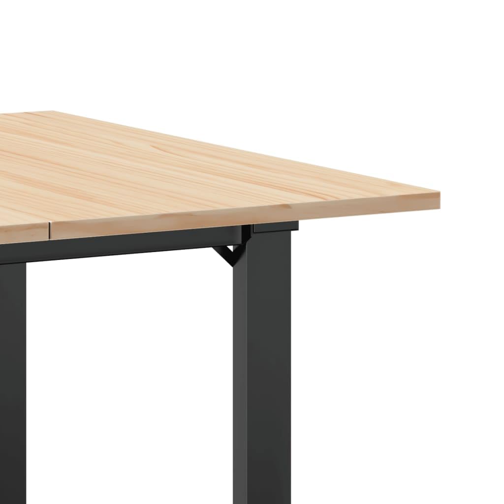 vidaXL Mesa de Comedor Marco O Madera Maciza Pino y Acero 90x90x75 cm