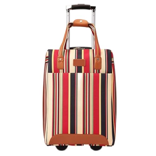 Luggage Travel Belt 20 inch Oxford Rolling Luggage Set Spinner Women Brand Suitcase Wheels Stripe Carry On Travel Bags (Red)