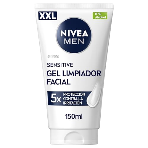 NIVEA MEN Hydrocare Sensitive XXL - Gel Limpiador Facial para Hombre - Limpieza Facial Suave - Vitamina E, Camomila y Provitamina B5-5x Protección Anti Irritación - Piel Sensible - 150 ml