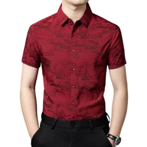 Chemise manches courtes imprimée homme à col rabattable et boutonnière classique