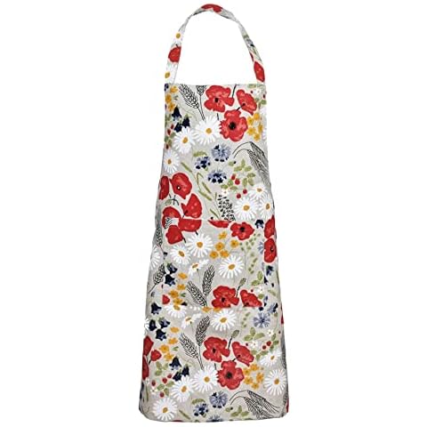 Linen Cotton Cooking Baking BBQ Gardening Aprons. One Size (Meadow Flowers) Cover