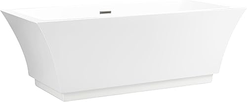 Miniatura 2 de Vanity Art Bañera independiente de 67 x 31 pulgadas Bañeras de mejoras para el hogar con diseño contemporáneo para remojo y baño, desbordamiento y