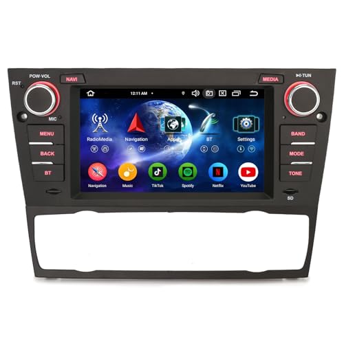 Erisin Android 14 8-Core 4GB+64GB Car Stereo GPS Sat Nav for BMW 3 Series E90 E91 E92 E93 M3 7 Inch IPS Screen Supports Wireless CarPlay Android Auto DSP DAB+ Bluetooth 5.0 WiFi 4G DSP OBD2 Canbus