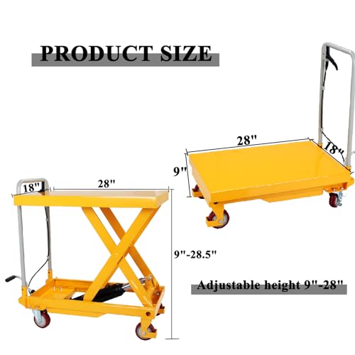 image for Hasopy Hydraulic Scissor 500lbs Capacity Lift Table Cart 28.5