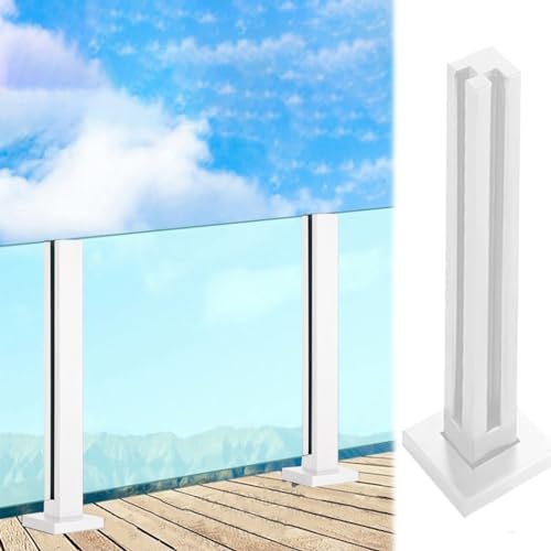 Poteau carré en verre pour extérieur – Garde-corps en verre blanc pour panneaux de 0,9 cm ou 1,27 cm d'épaisseur – Parfait pour balcon, terrasse –...