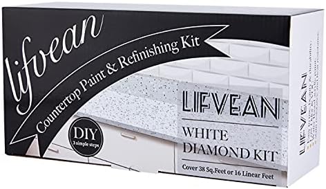 LIFVEAN White Diamond Countertop Paint Kit Counter Top Refinishing Kit for Kitchen Bathroom