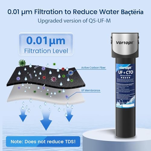 Image of Vortopt 14000 Gallon Under Sink Water Filtration System, NSF Certified | Reduces Chlorine, Lead, Bad Taste & Odor, Under Sink Filter Direct Connect to Kitchen Faucets, 1.5 Year, Q5-UF-M.