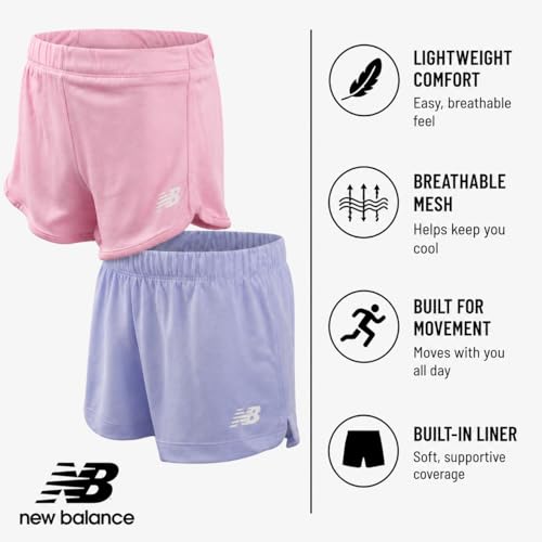 New Balance Girls 2 Pack Mesh Dolphin Running Shorts, Outdoor Performance - image 5