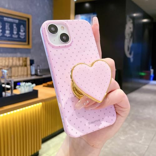 Sutpstmt for iPhone 15 Cute Case with Polka Dot, Pink Phone Case with Love Heart Stand Printed TPU Shockproof Candy Color Cover for Girls Women(Pink, for iPhone 15) by Sutpstmt - Used condition - Image 6