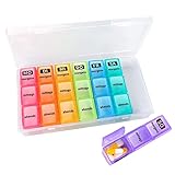 Tablettenbox 7 tage Morgens Mittags Abends, Opret Pillendose 7 Tage 3 Fächer, Pillenbox 7 Tage, Tablettendose Medikamentenbox Tabletten Wochenbox mit Große Fächer für Medikamente, Vitamine, Fischöl