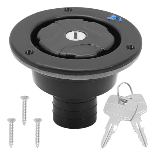 Konuooer Tapa del depósito de agua con conector de manguera de 80 mm de profundidad con 2 llaves, tapa para tanque de agua para RV Camper Caravana Caravana remolque para placa de puerta grosor 30-40