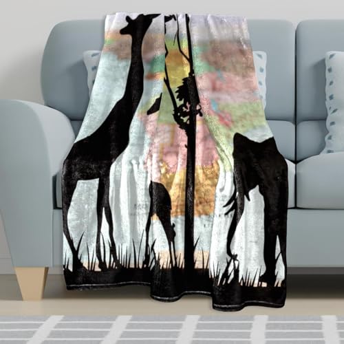 Couverture polaire originale éléphant et girafe, cadeau idéal lit - 6