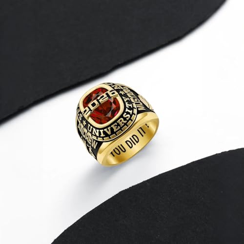 Custom Band Class Rings for Men Sterling Silver/10k/14k/18k High School College Rings Graduation Ring with Birthstone Graduation Gifts for Men2