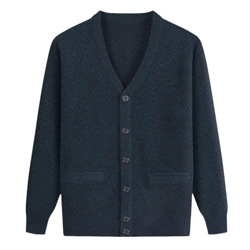 Cárdigan de punto grueso de cachemira de color liso para ropa de abrigo de hombre