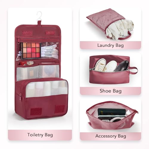 Image of OlarHike 10-Pack Compression Packing Cubes for Travel Essentials,Compressible Expandable Packing Cubes for Suitcase,Luggage Garment Bags for Travel,Handy Helper for Organizing Clothes(Wine Red)