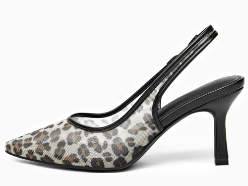 Image of Coutgo Womens Mesh Slingback Kitten Heels Pointed Toe Low Heel Pumps Sexy Dress Shoes