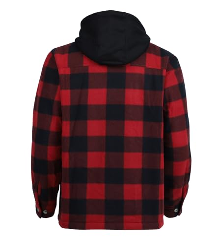 Image of LeeHanTon Mens Heavyweight Hoodies Casual Zip Up Plaid Flannel Shirt Jackets Winter Thick Berber Lined Fleece Coat