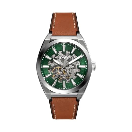 Fossil Reloj Analógico para Hombre de Automático con Correa en Cuero ME3261, Verde Esmeralda
