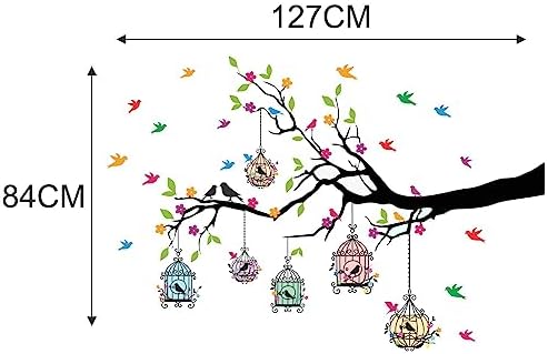 Sticker Yard PVC Vinyl Tree and Flowers Self-Adhesive Wall Sticker Size 127X84cms