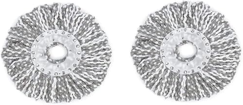 Image of Microfiber Spin Mop Head Replacement Refills, 360 Rotating, Super Absorbent, Deep Cleaning Fibers, 125g Each, Pack of 2 (Gray)