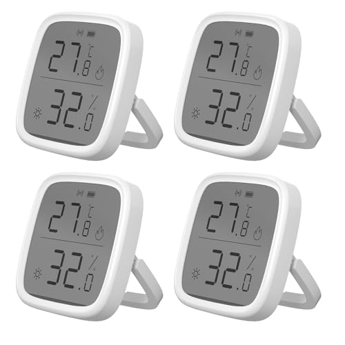 Image of SONOFF Zigbee Indoor Temperature Humidity Sensor, SNZB-02D LCD Zigbee Thermometer Hygrometer, Works with Alexa, Google Home for Remote Monitoring and Home Automation, ZigBee 3.0 Hub Required, 4-Pack