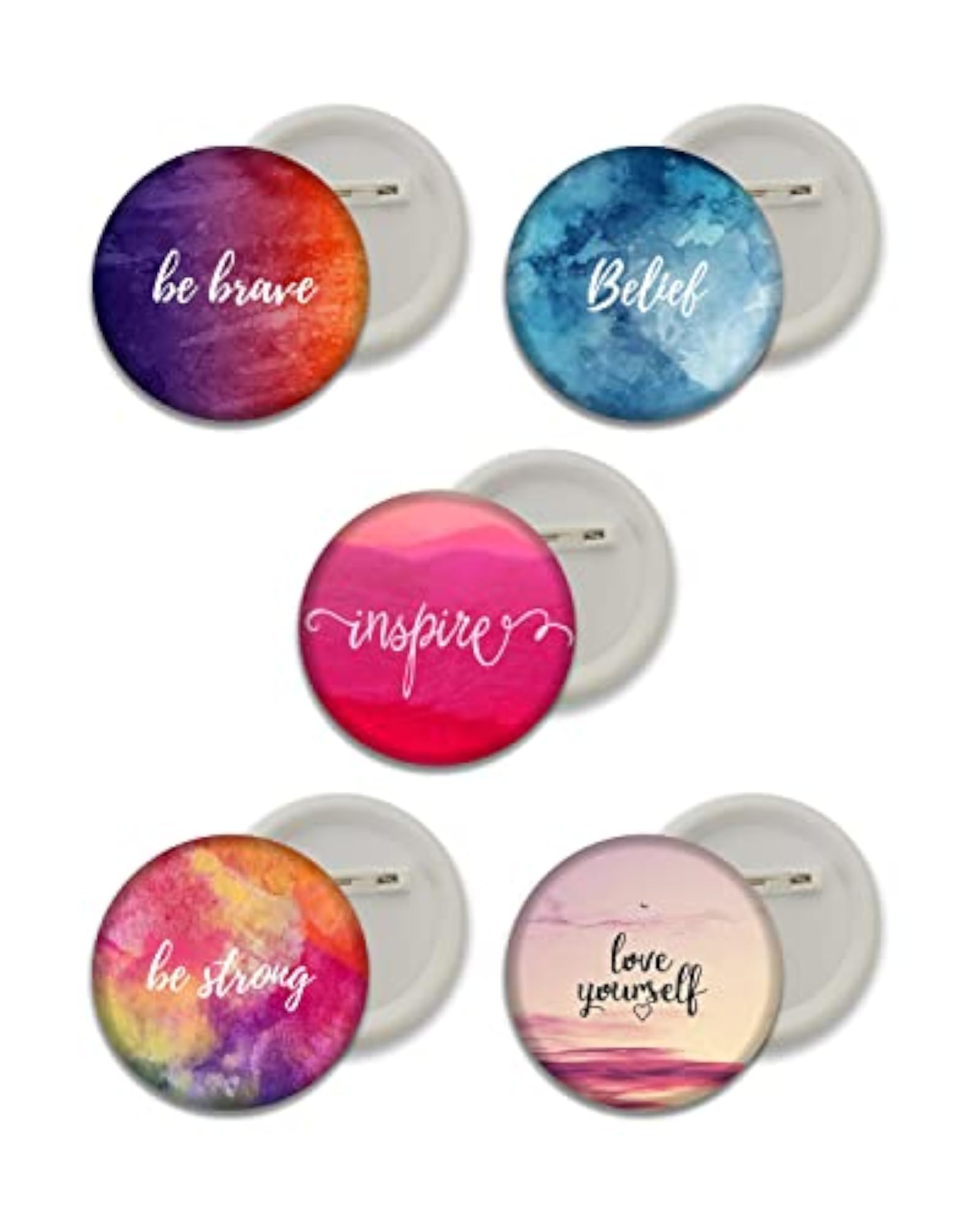 Inspirational Motivational Button Badge, 58mm Pin Back Badge with Quotes