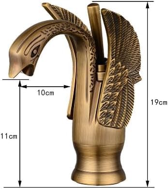 Image of BASSINO Brass Antique Swan Shape Bathroom Sink Wash Basin Mixer Tap Single Handle Hot & Cold Waterfall Lavatory Sink Faucet for Living Room & Bathroom (Antique-8 INCH)