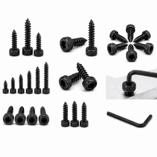 Image of By inchVP INDUSTRIES inch (Pcs-25) No.12x35 mm Allen Socket Cap Head Self-Tapping Screw - Black Zinc Furniture Bolt for Wood Boards, Cabinets, Cupboards & Chairs