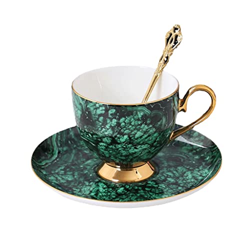 UMJIGF Bone China Teapot Green Gold Inlay Coffee Cup Ceramic Sugar Bowl Creamer Coffee Tea Water Mug Coffeeware,