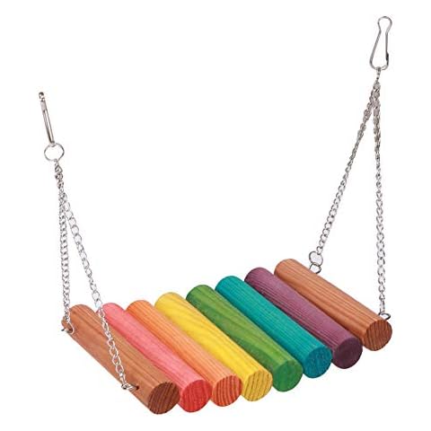 Fushida Hamster Rainbow Swing Toys, Wooden Chew Toys Hamster Pet Playing Chew Toys for Gerbil Squirrel Mouse (M) Cover