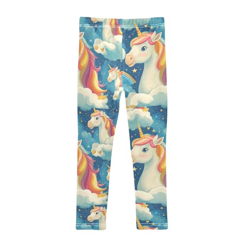 Happy Unicorns Gold Hearts Girls Leggings Kids Yoga Pants Dance Active Tights 4T2