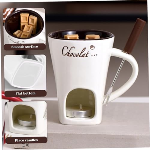 Fondue de chocolate de cerámica resistente al calor con tres piezas 6