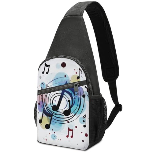 Bolso tipo bandolera con notas musicales puntadas casual miniatura 1