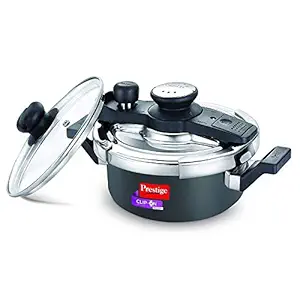 Prestige Svachh Clip-on Mini Hard Anodized Aluminium Outer Lid 2 Litre Pressure Cooker, Black