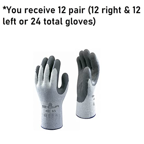 Showa Atlas 451Xl-10 Palm Coating Natural Rubber Glove, 10-Gauge Insulated Seamless Knitted Liner, General Purpose Work, X-Large (Pack Of 12 Pairs),Gray #TOP1