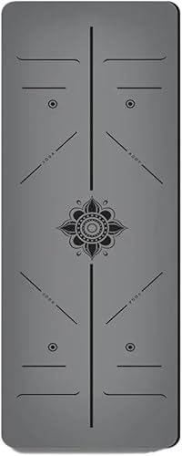 PU Silver Yoga Mat Natural Rubber Sport With Position Line Meditation Patterned Training Exercise Non-Slip Fitness Mats