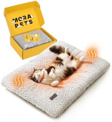 Mora Pets Selbstheizende Katzendecke Selbstwärmend Decke Katze, Heizdecke für Katze Ohne Strom, Wärmedecke Angenehm Geräuschlos, Katzen Decke Flauschig & Rutschfester, 61 x 46 cm