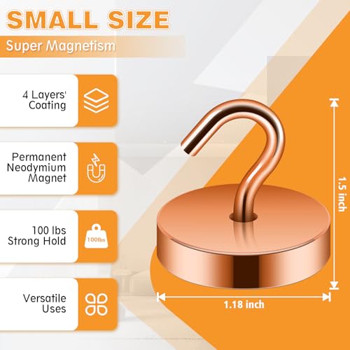 Image of Neosmuk Magnetic Hooks Steel Tube Design for Cruise,100lb+ Bronze,10 Pack