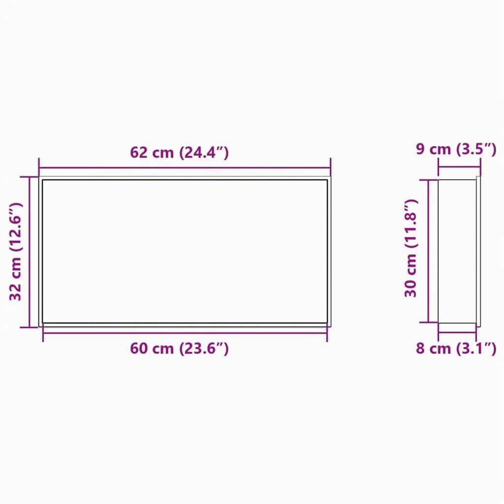 vidaXL Nicchia per Doccia Bianco Opaco 62x32x9cm in Acciaio Inox