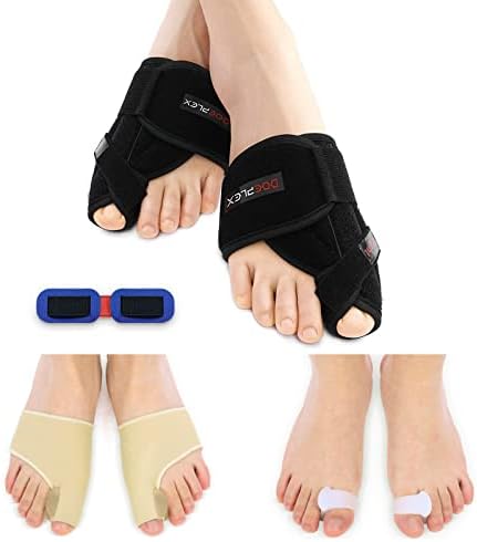 DOEPLEX Bunion Corrector Kit for Women & Men 7Pcs, Adjustable Bunion Splint, Big Toe Straightener, Sleeve and Toe Stretch Strap for Pain Relief, Hallux Valgus Brace for Day/Night Support