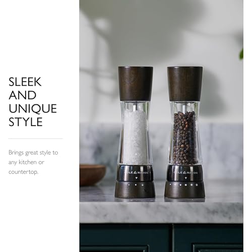 Image of Cole & Mason Derwent Salt Mill - Gourmet Precision Salt Grinder - Refillable Seasoning and Spice Tools - Adjustable Seat, Himalayan and Kosher Salt Grinder Settings - Dark Wood