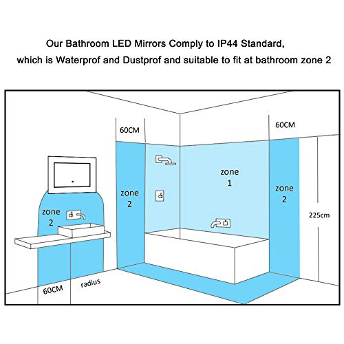 Xinyang 1200x700 Large Illuminated Led Bathroom Mirror with Demister Pad [IP44 Rated] Rectangular Backlit Wall Mounted,Touch Sensor Switch
