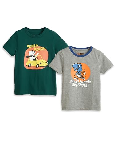 Image of Amazon Brand - Symbol Boys 100% Cotton Graphic Printed Half Sleeves T-Shirt | Age 2-6 Years