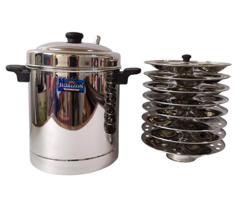 Image of Heavy Duty (2.2 KG) | Stainless Steel Idli Maker | Idli Maker Big Size | 8 Plates | 32 Idlis at a time + 1 mini idli plate free (Gas Stove Compatible)